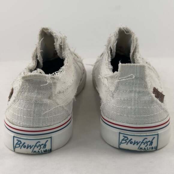 Blowfish Malibu Low Top Sneakers Womens Size 6.5 Off White Distressed Canvas - Picture 3 of 12